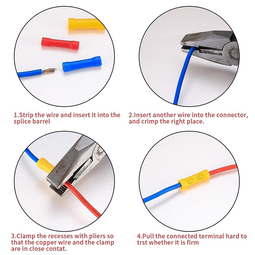 150pc Electrical Butt Connectors Assorted Insulated Wire Terminals