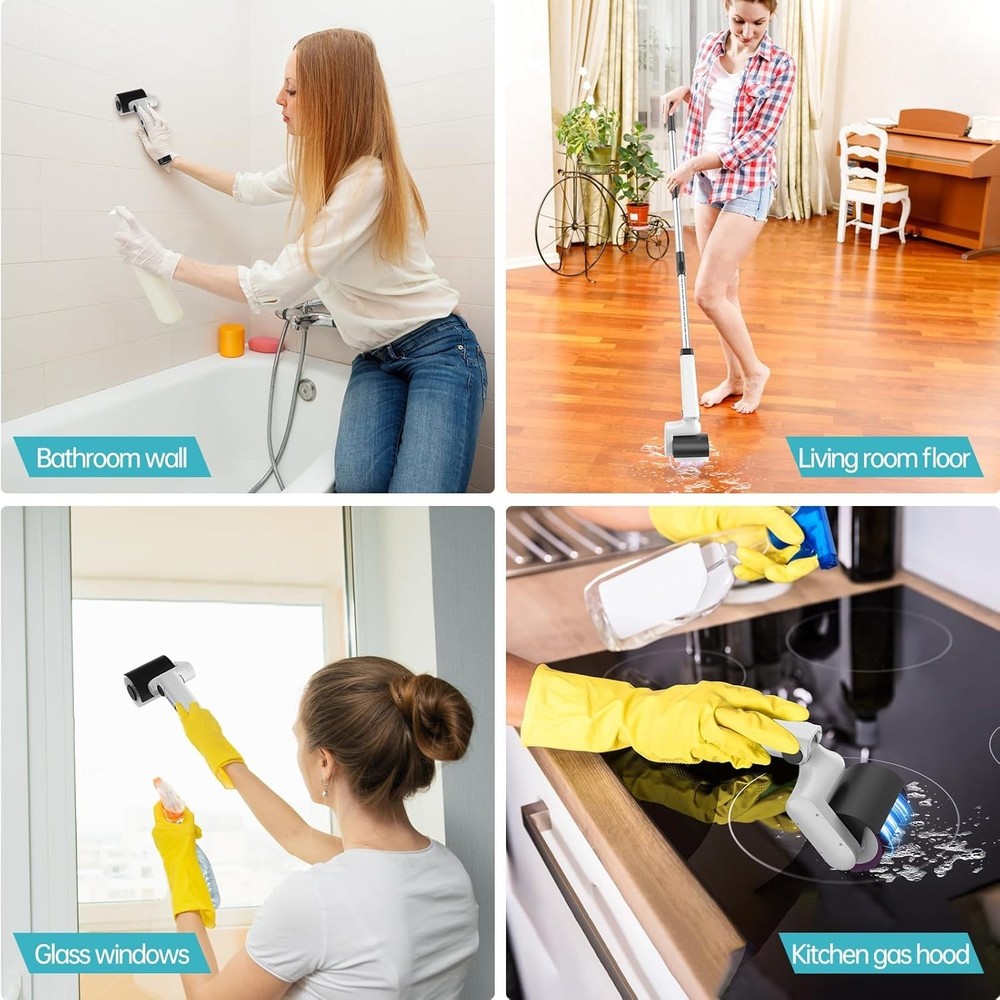 Multi-Surface Cordless Scrubber - Waterproof Spin Brush with Telescopic Pole