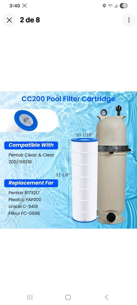 CC200 Pool Filter Replacement for Pentair Clean & Clear 200/2 Pack DAMAGE/read