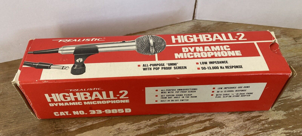 Vintage Realistic Highball-2 Dynamic microphone 33-985D in box tested works