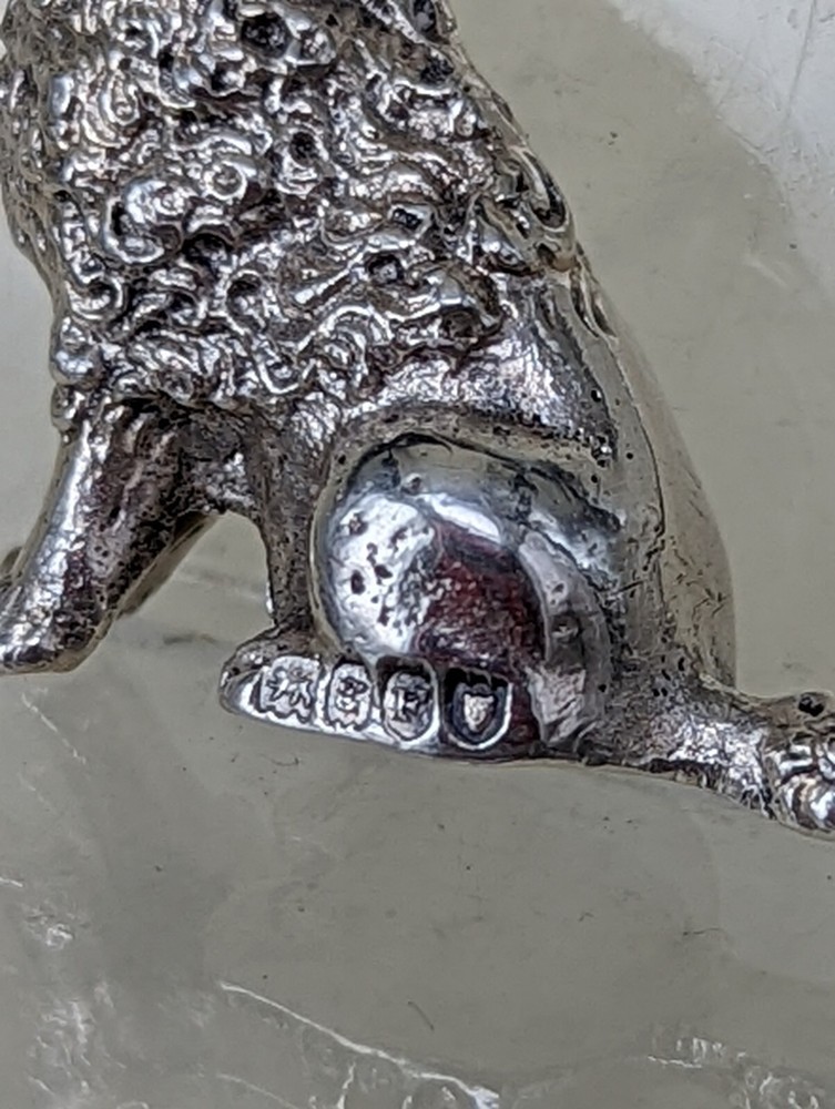 1902 Solid silver miniature poodle dog figure