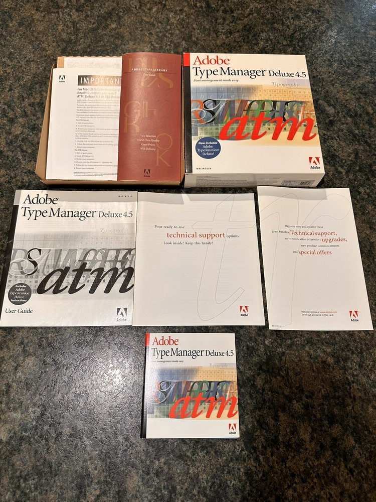 Adobe Type Manager Deluxe 4.5 Mac Software Font Management Made Easy Full Set