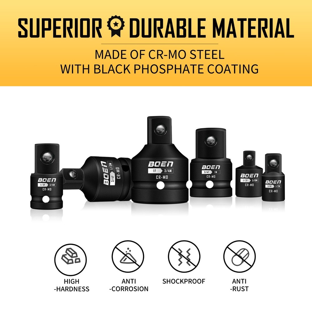 8 Piece Impact Socket Adapter and Reducer Set, 1/4" 3/8" 1/2" 3/4" Drive Socket