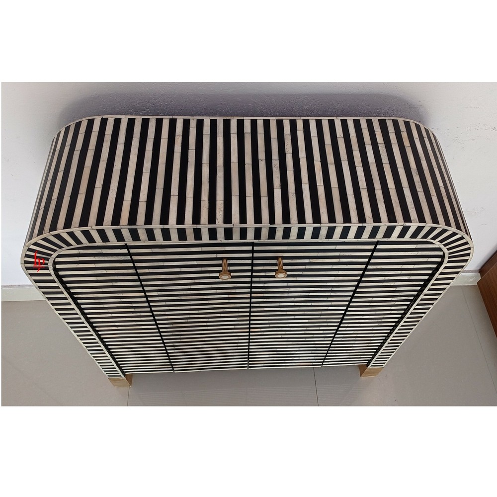 Handmade Bone Inlay Geometric Pattern Buffet| Cabinet for Home and Office Decor