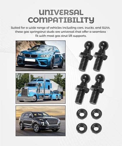 4PCS 10mm Ball Stud,Car Accessories Spring Strut Studs with Hardware Lock Black