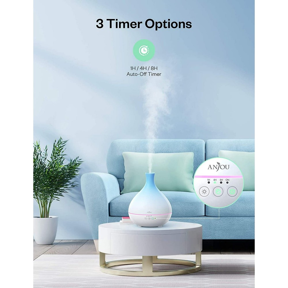 ANJOU AD012 500ML BPA FREE COOL MIST HUMIDIFIER AROMATHERAPY DIFFUSER - SKY BLUE