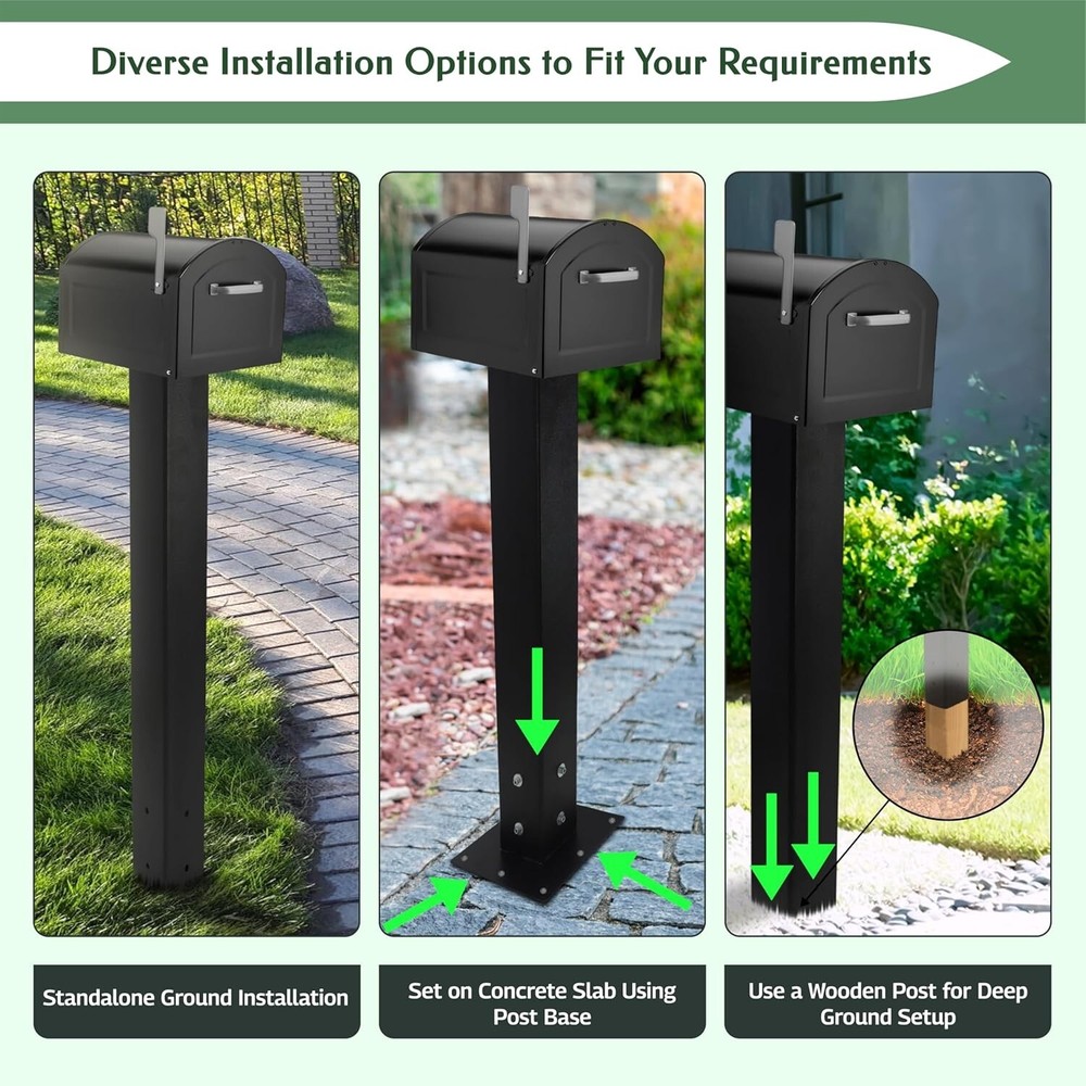 Mailbox Post - 43 x 4 x 4" - Mail Box Post for Outside Modern Mailbox - Black