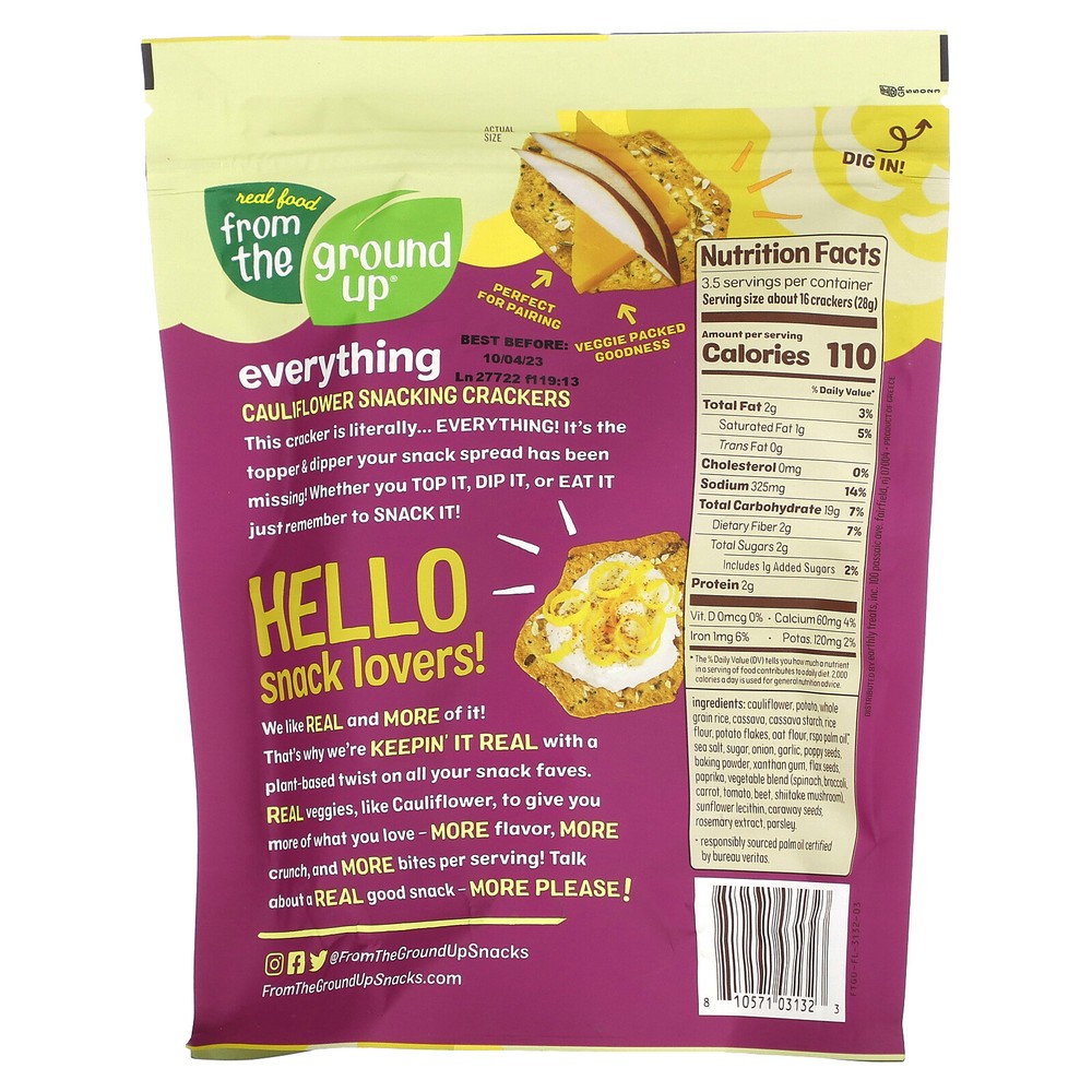 Cauliflower Snacking Crackers, Everything, 3.5 oz (100 g)