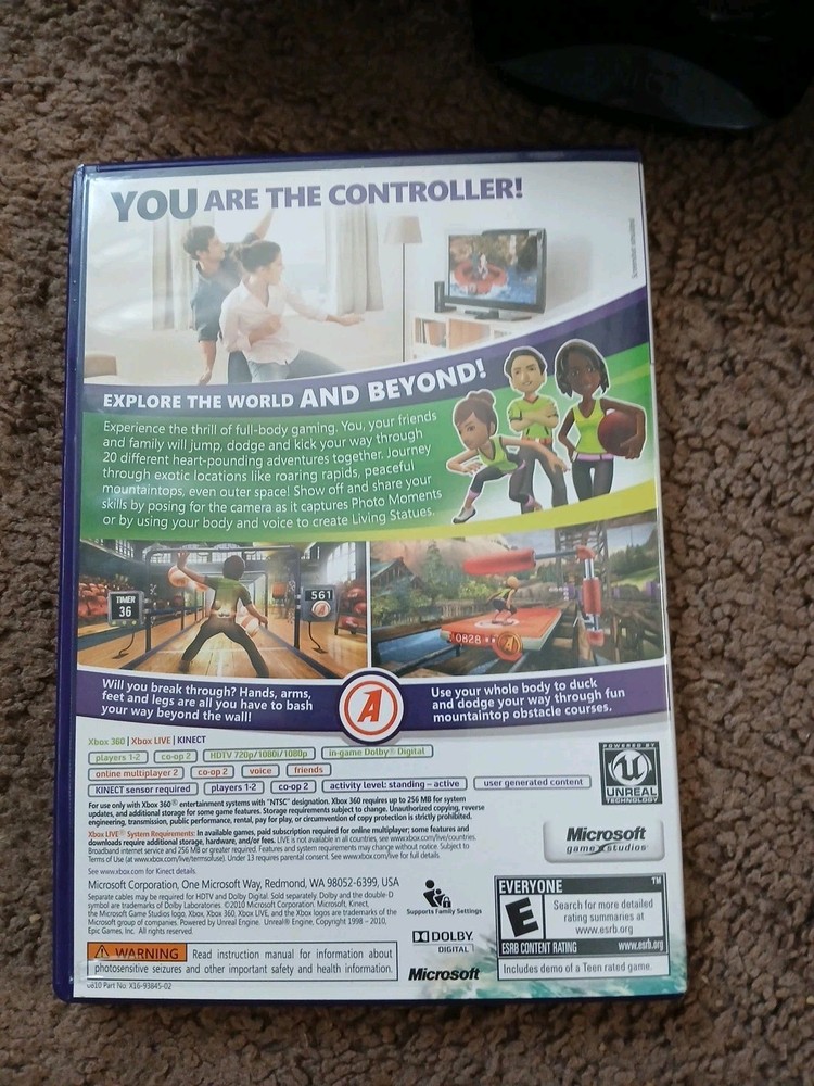 XBOX 360 Kinect Sensor And Kinect Adventures Game Microsoft