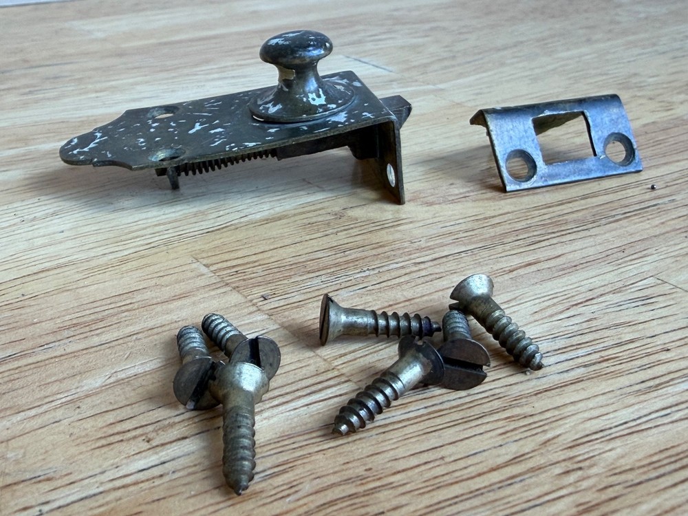 Vtg Cabinet Lock Brass Cupboard Latch #1131