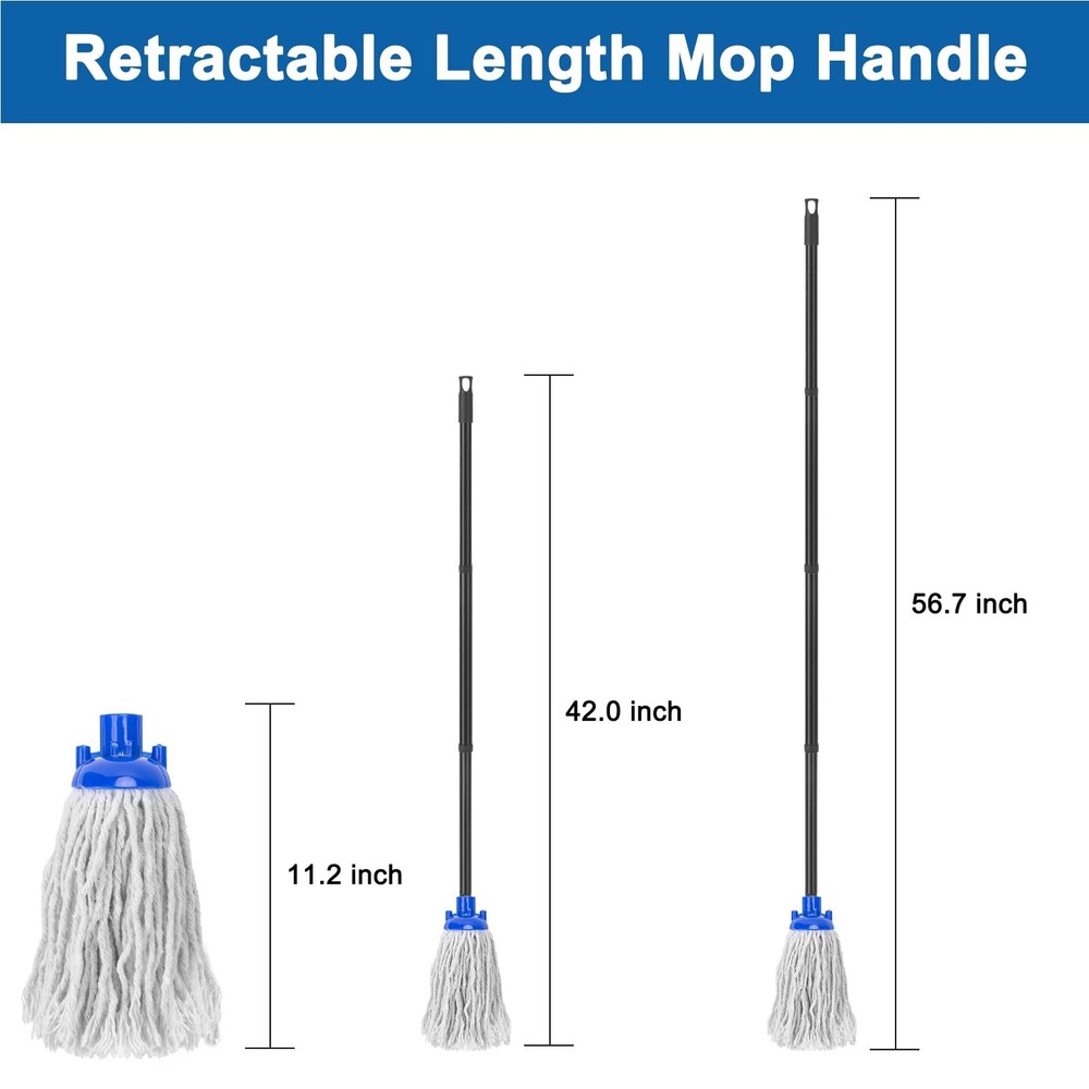 Mop for Floor Cleaning,2 Pcs Cotton String Wet Mops Replacement Head Refill C...