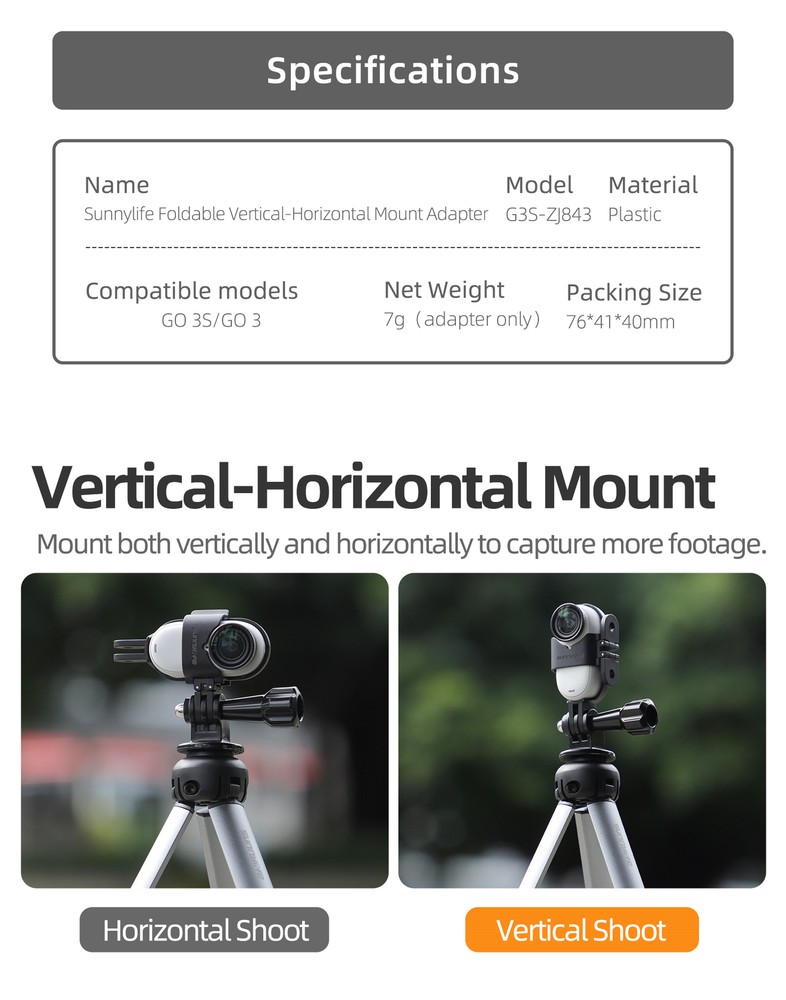 For Insta360 GO 3S horizontal and vertical shooting bracket GO3 frame adapter