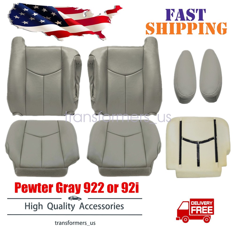 For 2003 2004 2005 2006 Chevy Tahoe Replacement Front Leather Seat Cover Gray