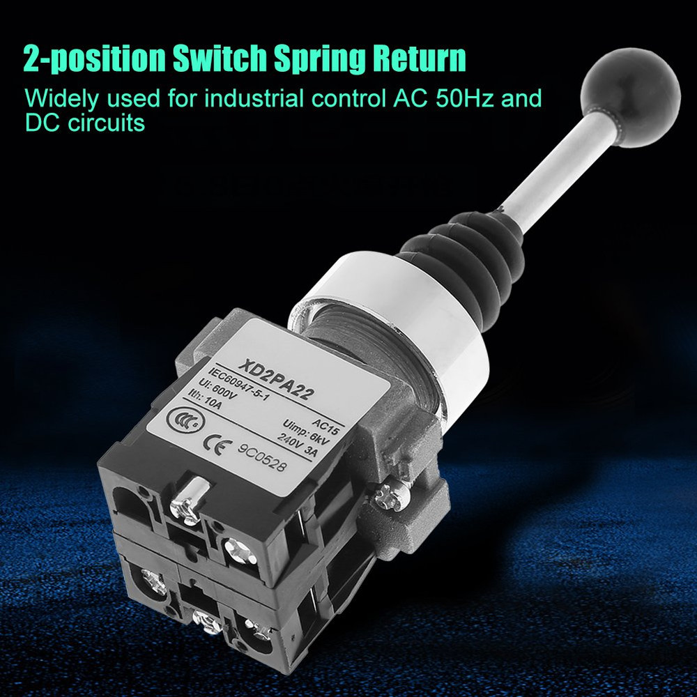 2NO Spring Return Joystick Switch 2 Position Momentary Control Switch for XD2PA2