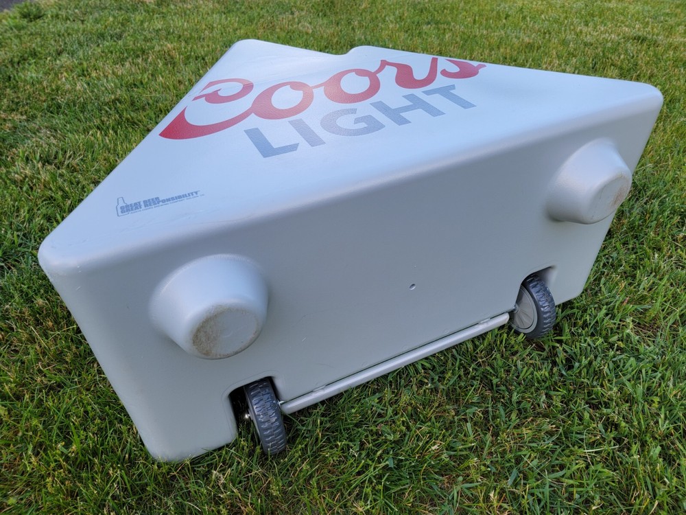Coors Light Rolling Cooler 30" × 23" Pull & Side Handles Flip Top 4 Beer Holders