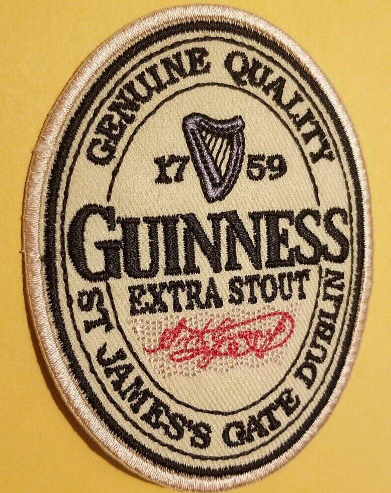GUINNESS EXTRA STOUT Embroidered Patch * approx. 2.75 X 3.5"