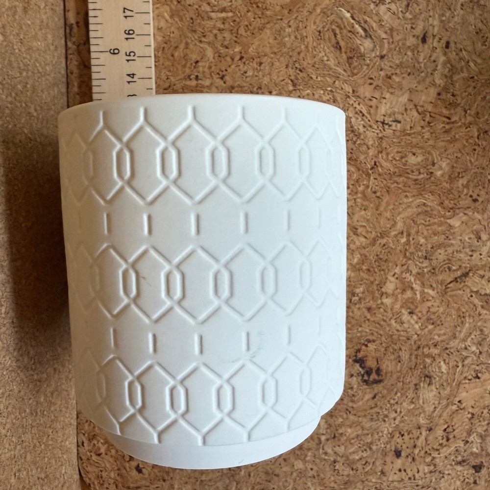 CB2 White Textured Ceramic Planter Pot – Modern Minimalist 5"