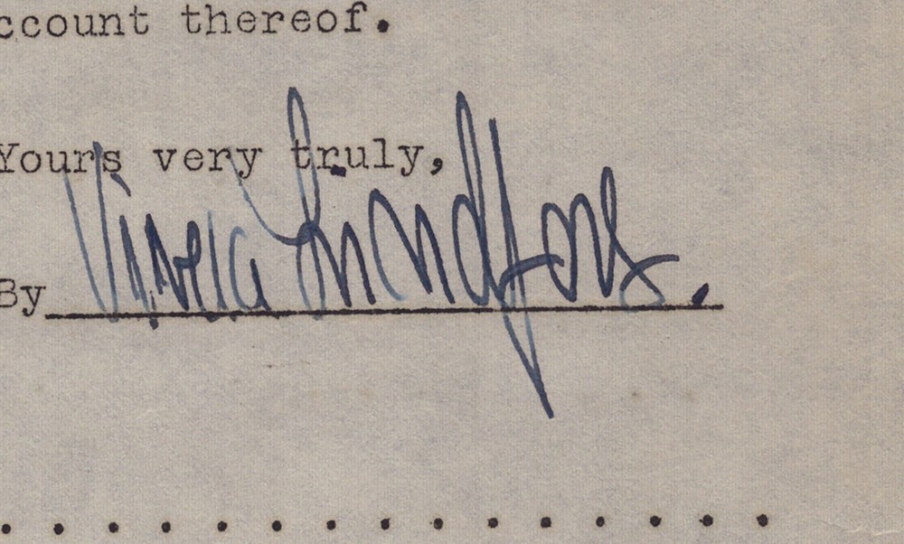 VIVECA LINDFORS - DOCUMENT DOUBLE SIGNED 07/20/1946