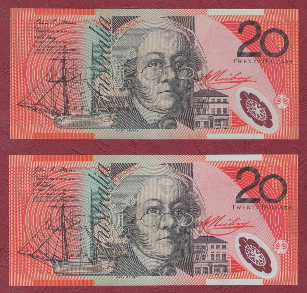 AUSTRALIAN BANKNOTE $20 TWENTY DOLLARS 2008 FIRST PREFIX AA08 aUNC