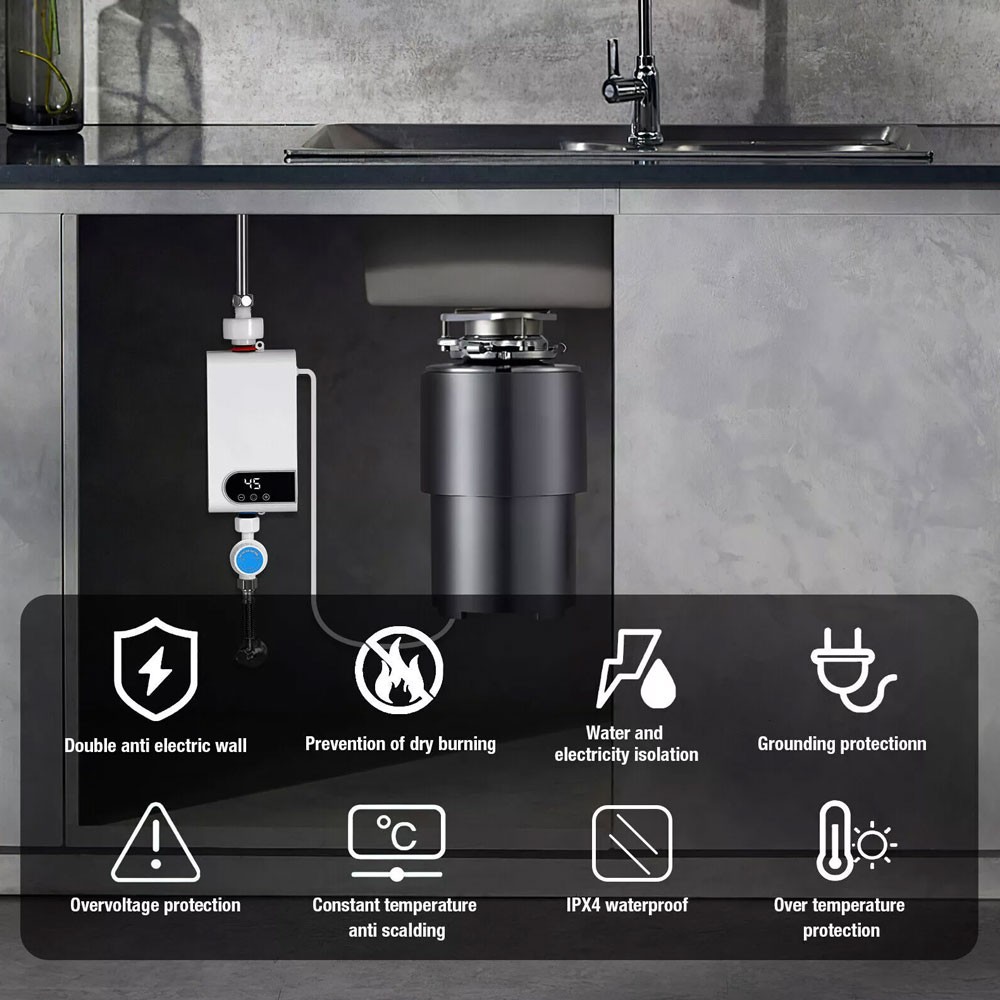 Tankless Water Heater Electric 110V 3500W Under Sink Instant Hot Water Heater