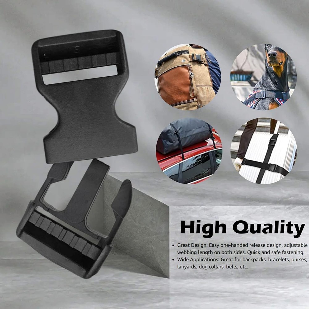Quick Side Release Buckles Dual Adjustable Heavy Duty Plastic Clips