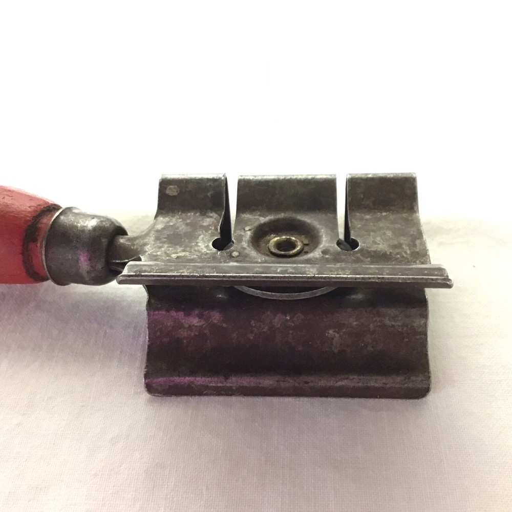 Vintage Hand Held Knife Sharpener Red Wood Handle