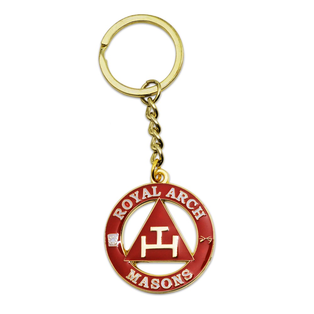 Royal Arch Round Masonic Key Chain - [Red & Gold][1 1/2'' Diameter]