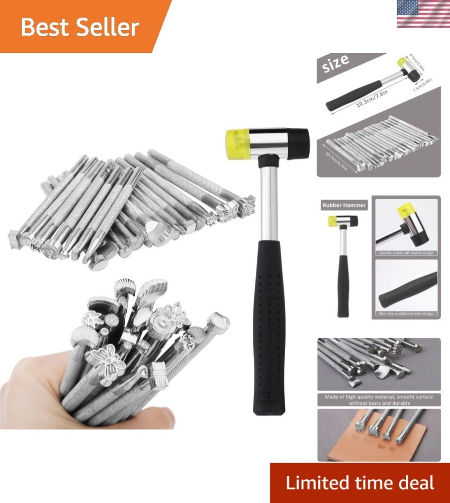 Versatile Leather Stamping Kit for Beginners - 21 Tools & Easy-to-Use Hammer