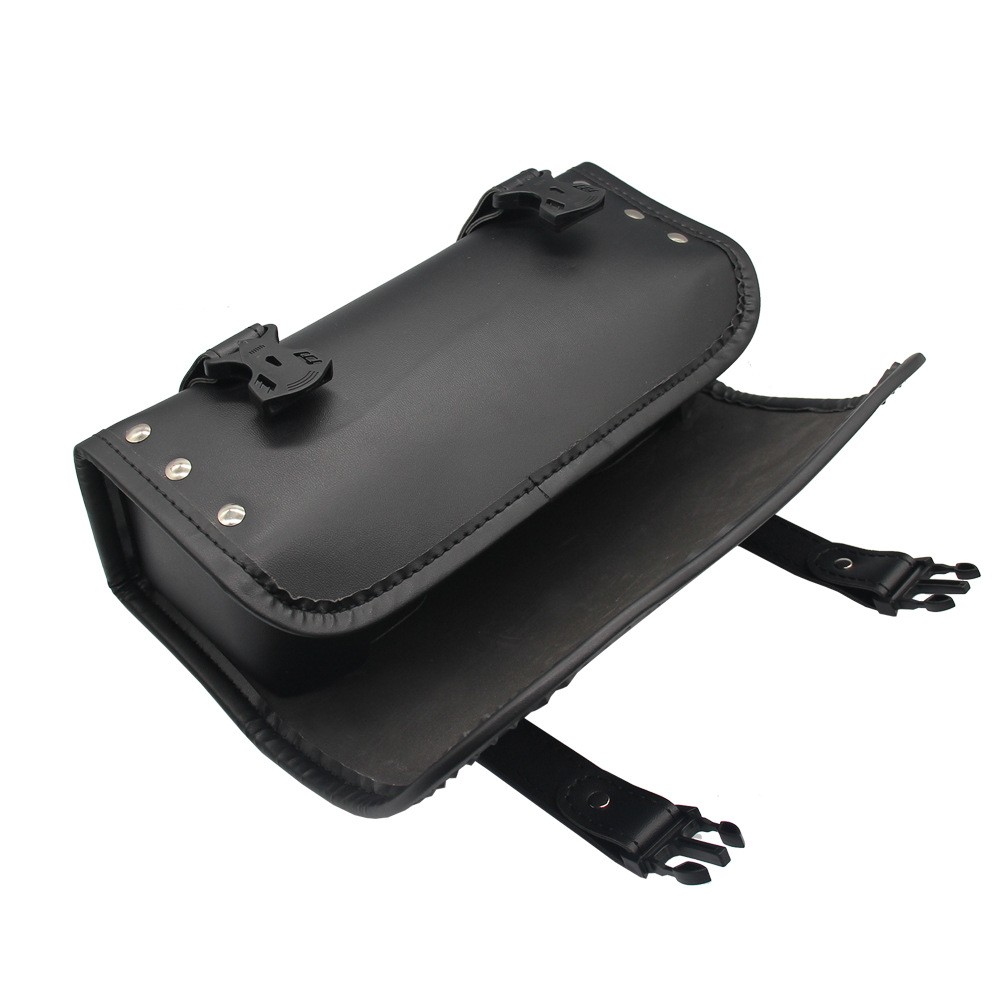 Universal Fork Bag For Harley Honda PU Leather Tool Round Motorcycle Saddlebag