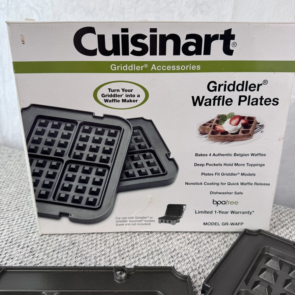 Cuisinart Griddler Waffle Plates Black Griddle Kit GR-WAFP use with Griddler