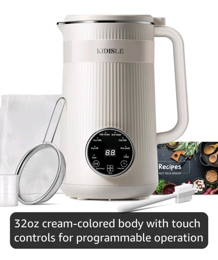 Programmable 32oz Nut Milk Maker - Includes Recipe Guide & Essential Accessories