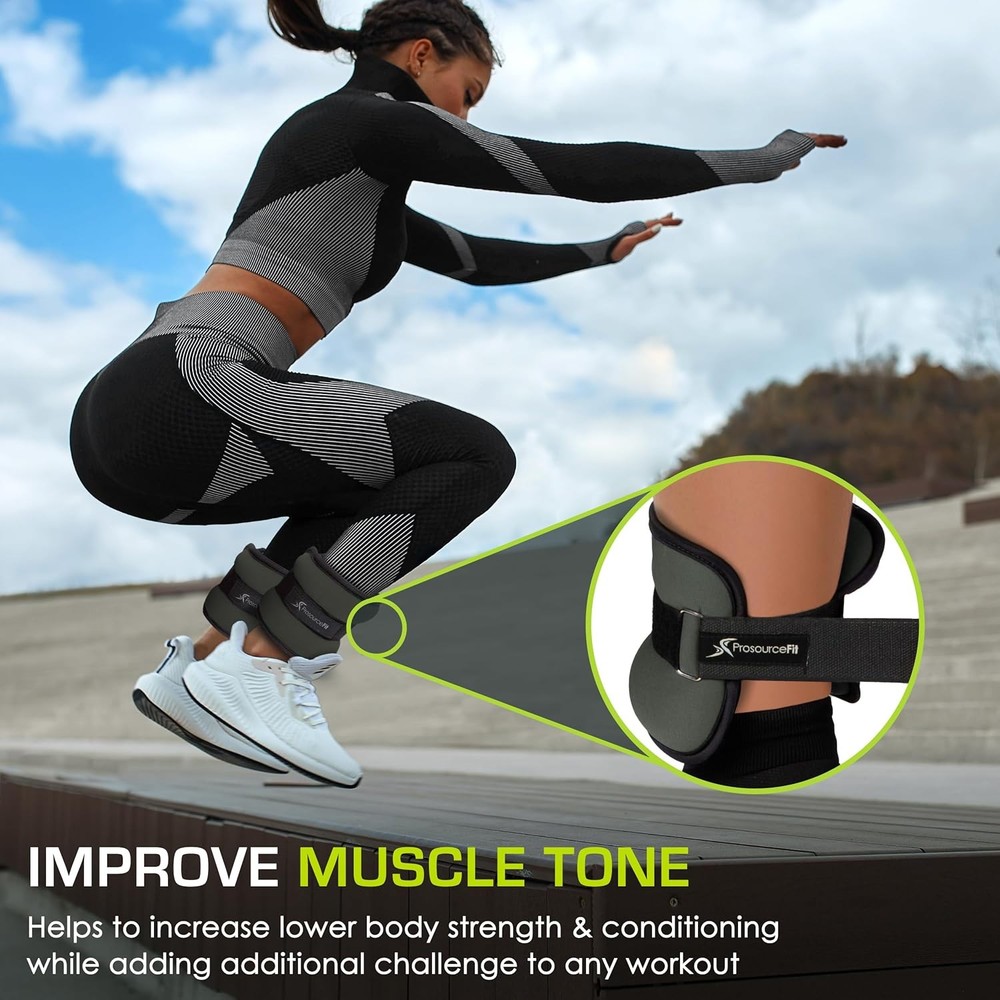 ProsourceFit Adjustable Ankle Wrist Weights Arm Leg 1-5lb Pair Set Exercise