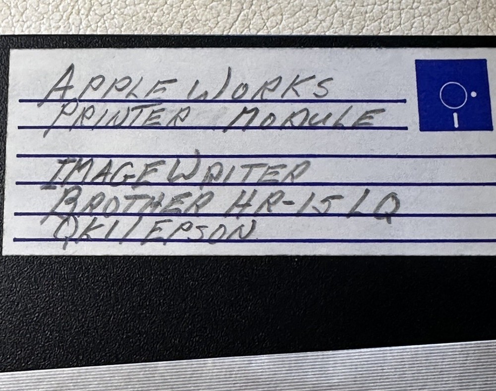 AppleWorks Printer Module ImageWriter Brother Epson 5.25” Floppy Vintage