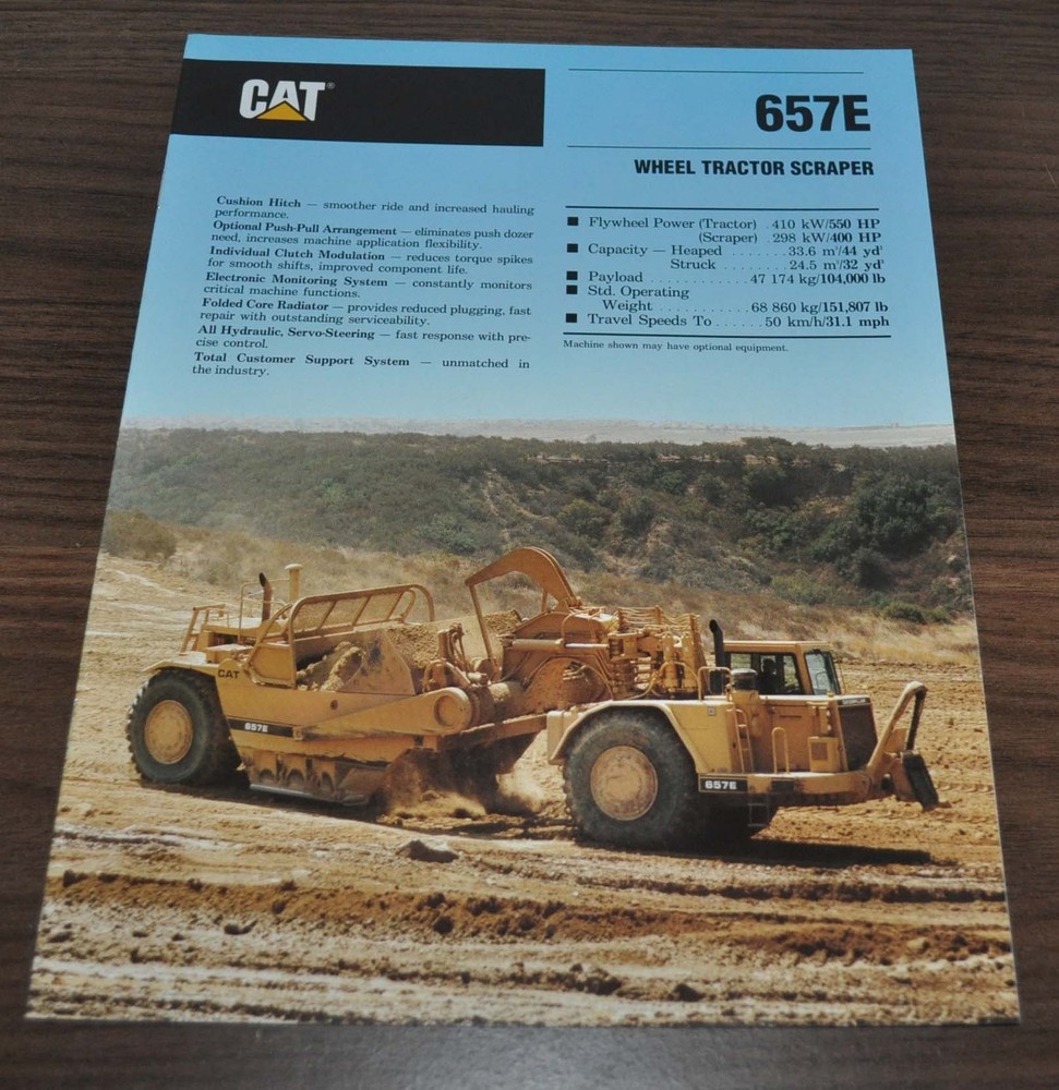 Caterpillar 657E Wheel Tractor Scraper Specification Technical Brochure Prospekt