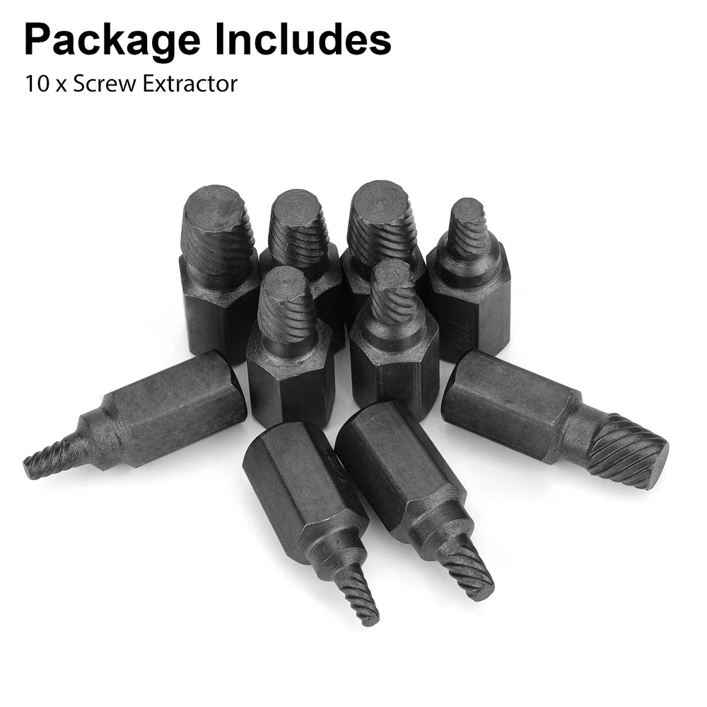 10Ps Screw Extractor Kit Damaged Bolt Stud Remover Drill Bits Set Easy Out Tools