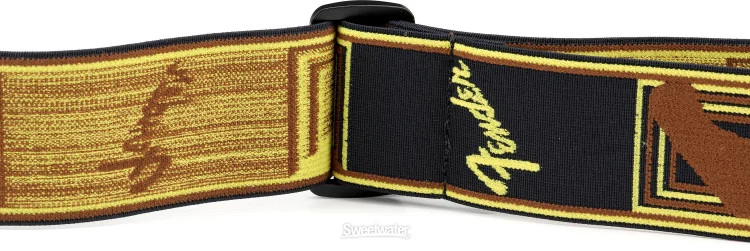 Fender WeighLess Monogram Strap - Black/Yellow/Brown