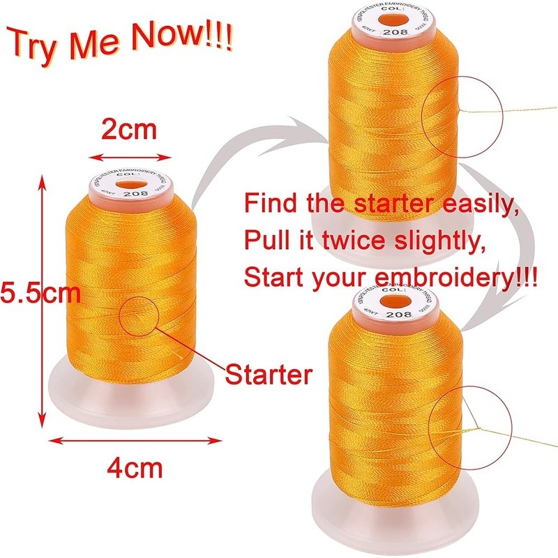 Embroidery Thread Starter Kit 63 Spools Polyester Thread 10x10yd Stabilizer New