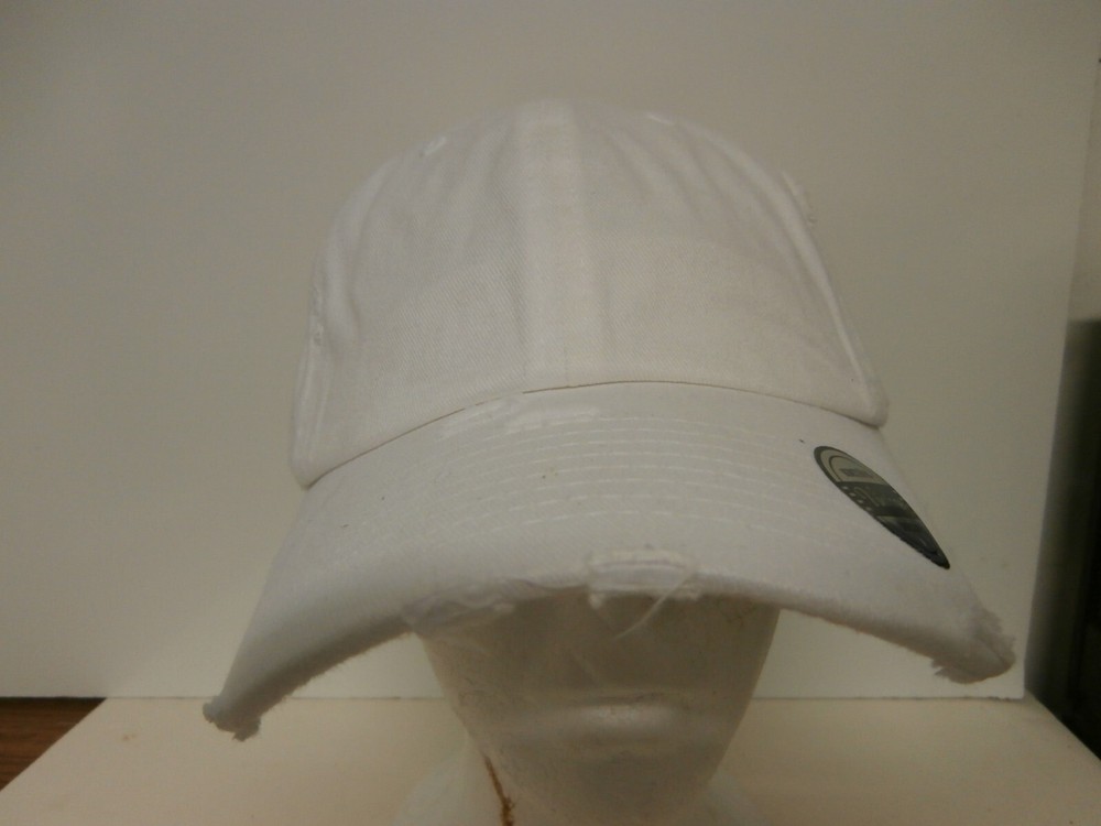 New Kbethos Vintage Style All White Distressed Hat Adjustable Blank Plain