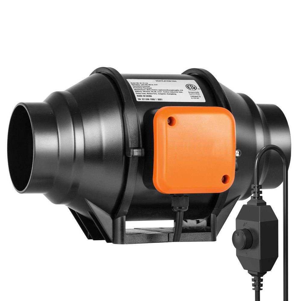 Inline Duct Fan, 4-Inch 200 CFM with Variable Speed Controller, Quiet AC-motor V