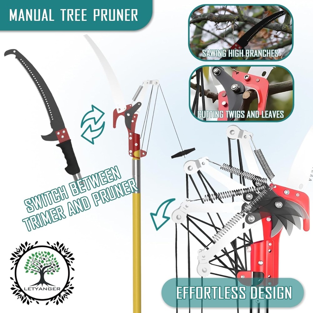 Pole Saws for Tree Trimming, 7.3-27 Ft Extendable Tree Trimmers Long Handle Prun