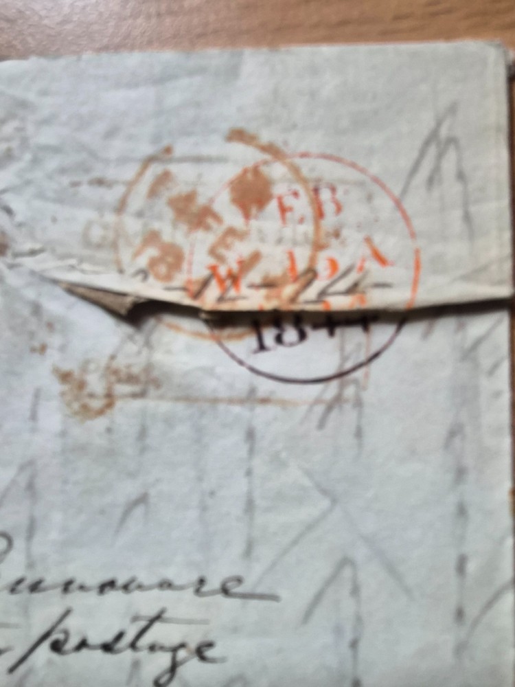 1844 England Stampless Folded Letter Cover Aberdeen postmark?