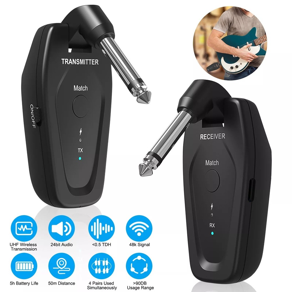 1Pair UHF Wireless Guitar System Transmitter Receiver Accessories For Guitar