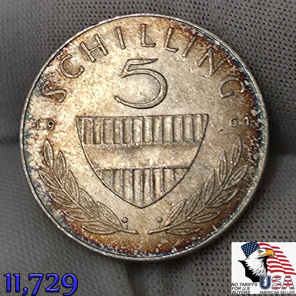 1961 AUSTRIA Silver 5 SCHILLING 5S