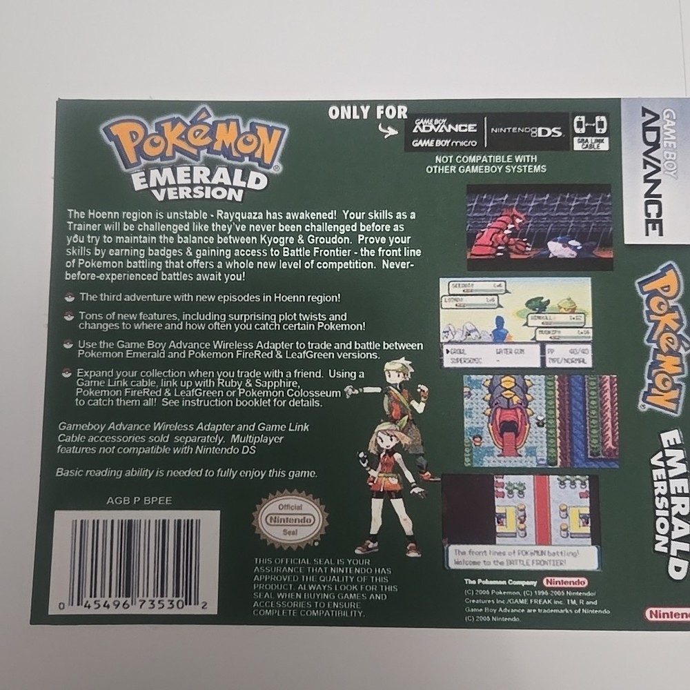 Replacement Case For Pokemon Emerald Version Nintendo GBA