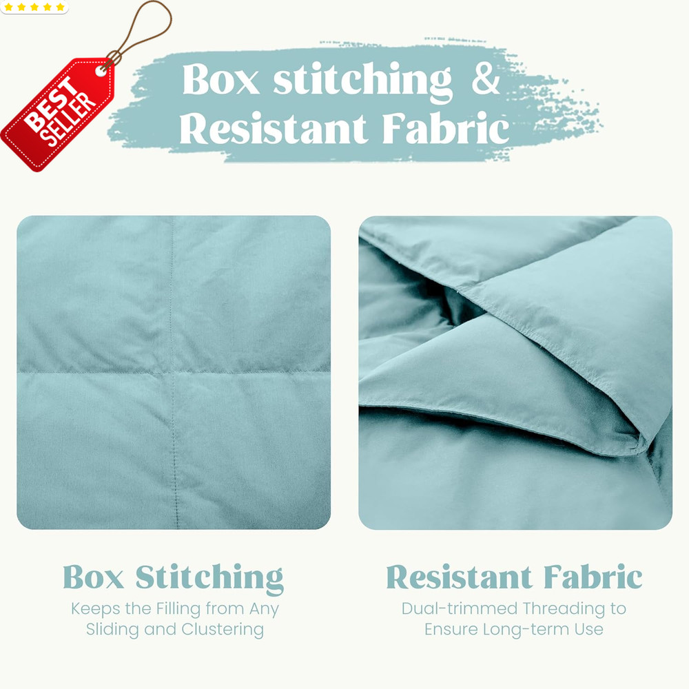 Soft Feather Down Throw Blanket Lightweight Packable 50x70 Teal Blue US