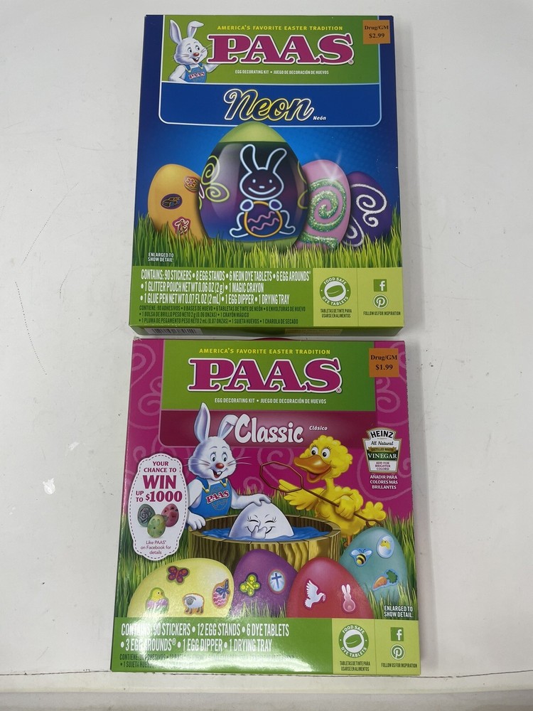 2 PAAS EASTER EGG Decorating Coloring Dye Kits Neon & Classic