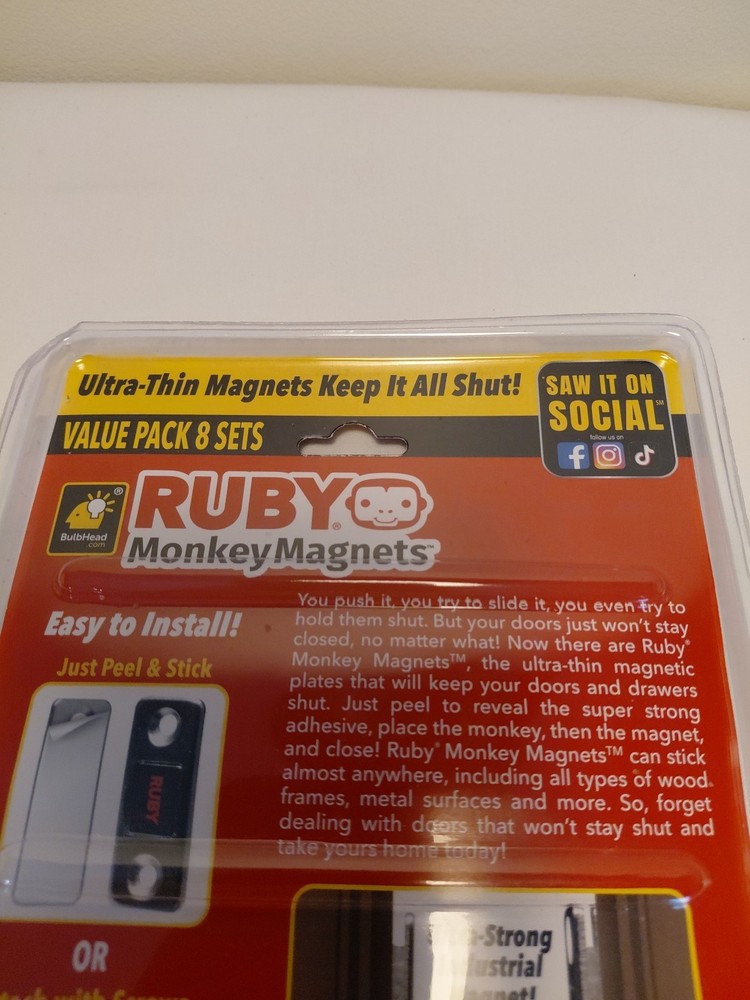 RUBY Monkey Magnets Ultra-Thin Magnetic Plates Keep It All Shut, AS-SEEN-ON-TV