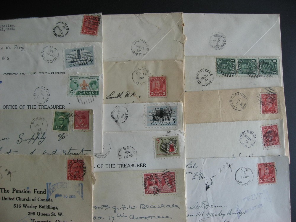 Canada 15 different split ring cancels on cover 6 covers opened on 3 sides