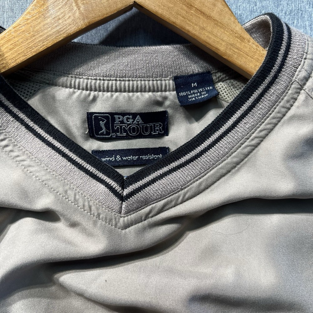 PGA Tour Water Wind Resistant Pullover Polyester Jacket beige Size medium