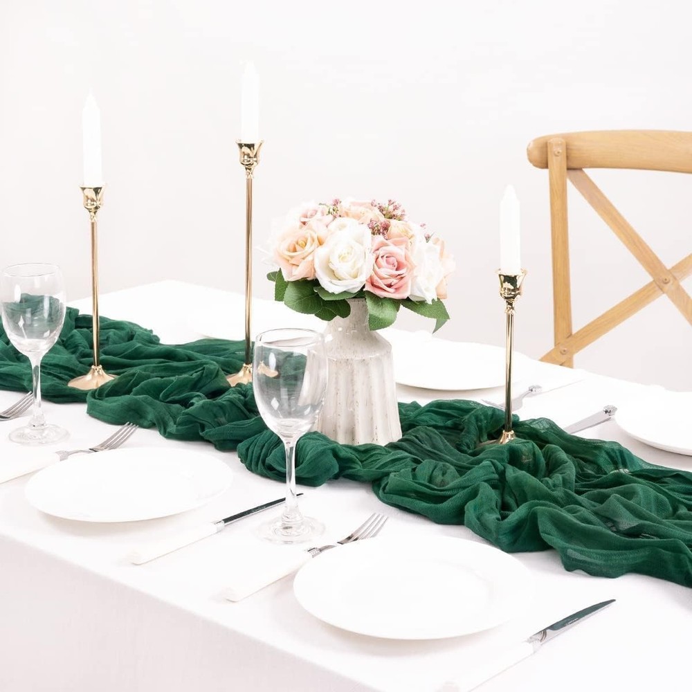 MLMC Emerald Green Table Runner Boho Dark Green Cheesecloth Table Runner 10ft Sh
